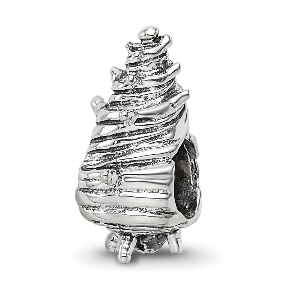 Sterling Silver Seashell Bead Charm, Item B9439 by The Black Bow Jewelry Co.