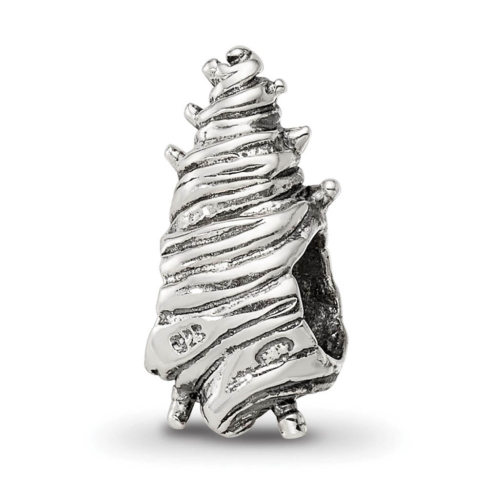 Alternate view of the Sterling Silver Seashell Bead Charm by The Black Bow Jewelry Co.