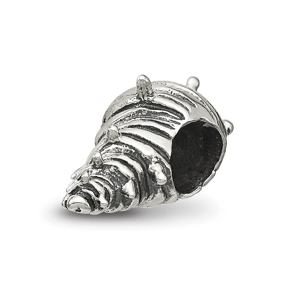 Alternate view of the Sterling Silver Seashell Bead Charm by The Black Bow Jewelry Co.