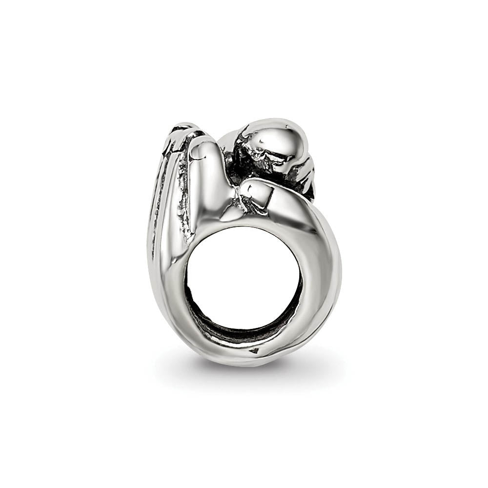 Alternate view of the Sterling Silver Baby in Hands Bead Charm by The Black Bow Jewelry Co.