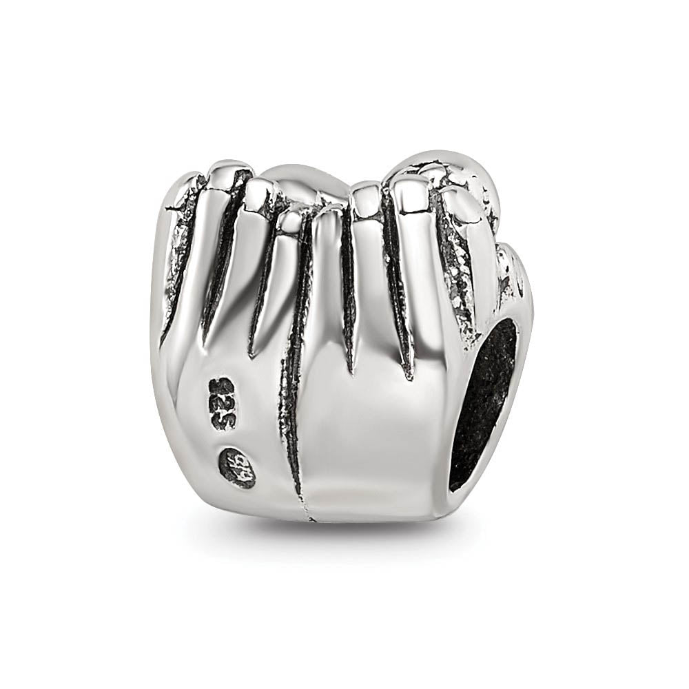 Alternate view of the Sterling Silver Baby in Hands Bead Charm by The Black Bow Jewelry Co.