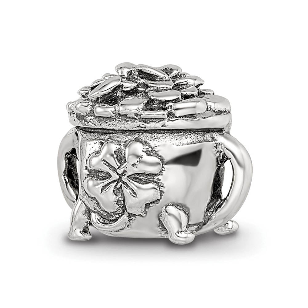 Sterling Silver Pot-of-Gold Bead Charm, Item B9443 by The Black Bow Jewelry Co.