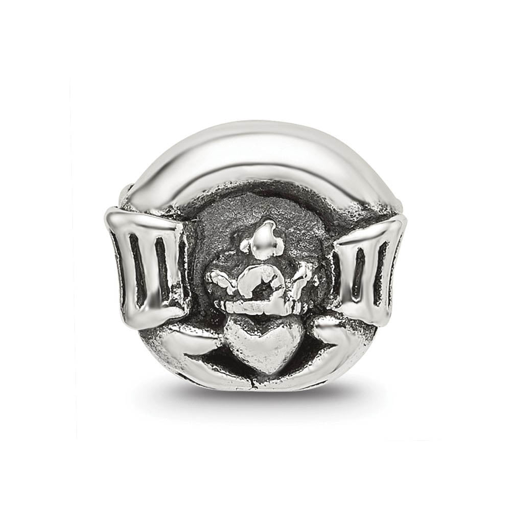Alternate view of the Sterling Silver Claddagh Bead Charm by The Black Bow Jewelry Co.