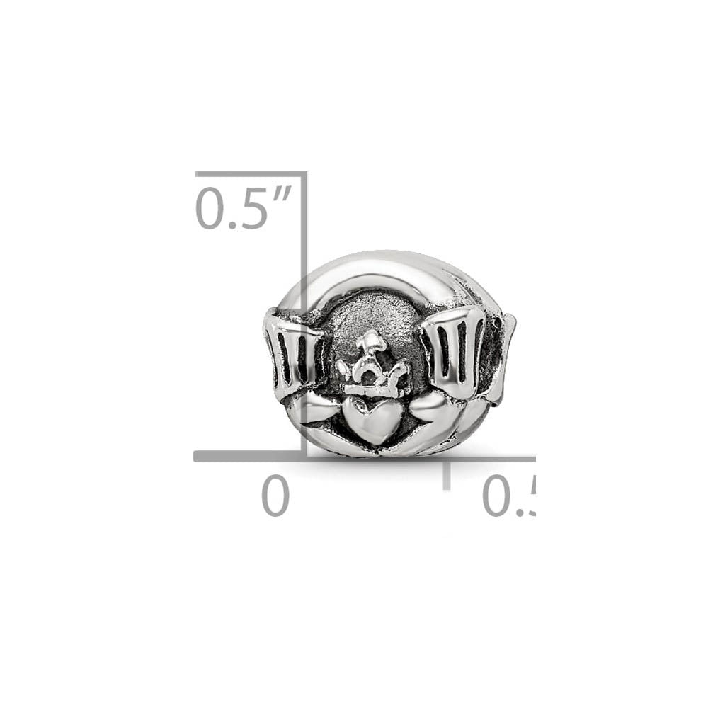Alternate view of the Sterling Silver Claddagh Bead Charm by The Black Bow Jewelry Co.