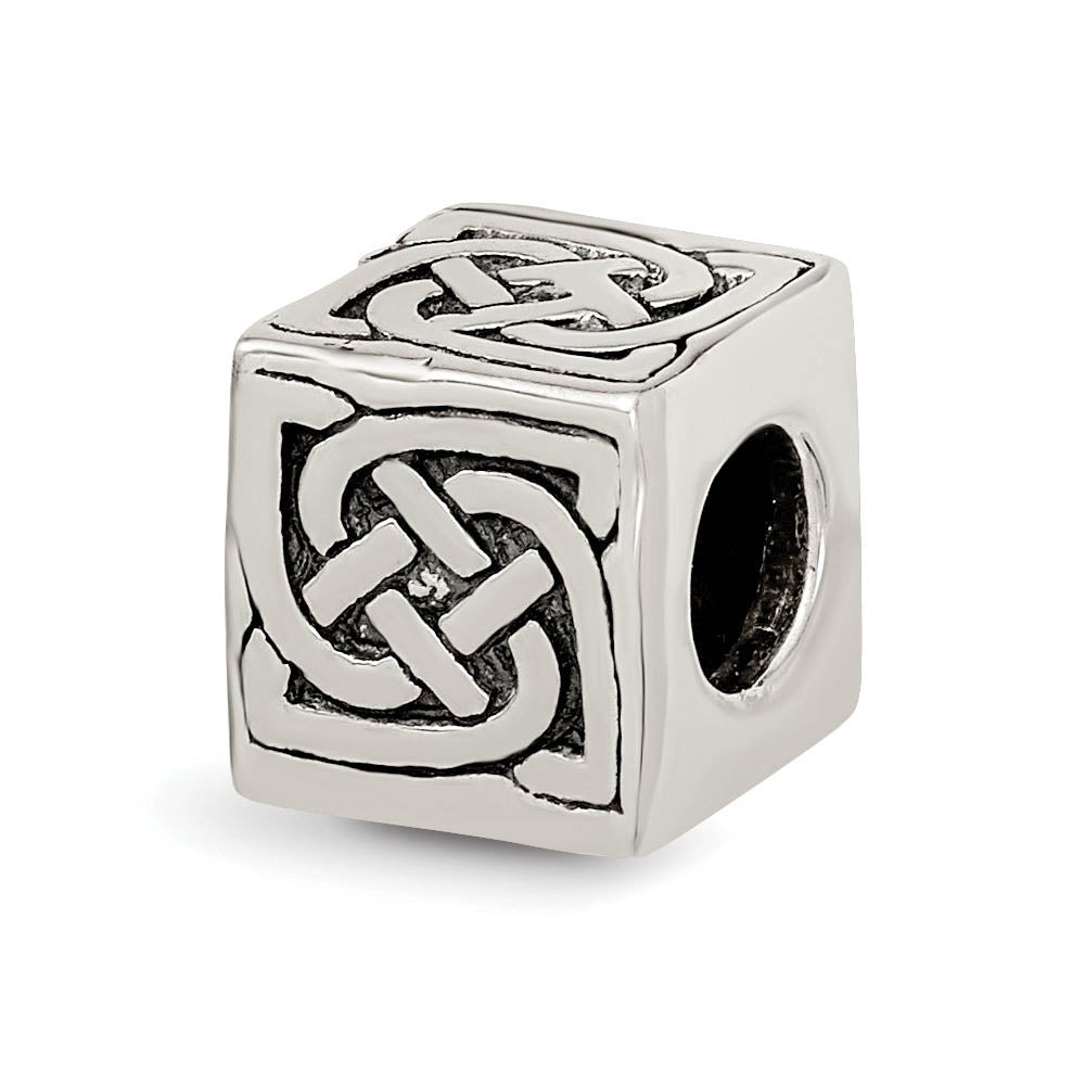 Sterling Silver Celtic Block Bead Charm, Item B9446 by The Black Bow Jewelry Co.
