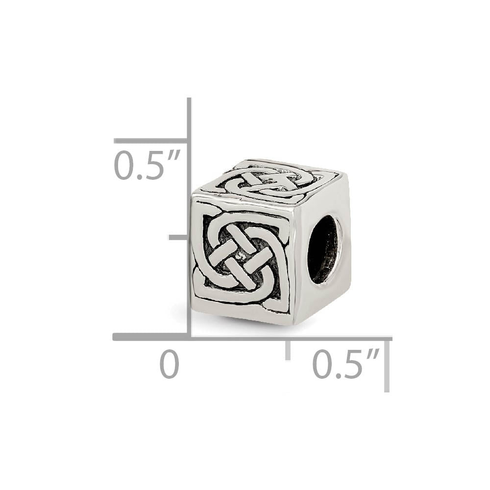 Alternate view of the Sterling Silver Celtic Block Bead Charm by The Black Bow Jewelry Co.
