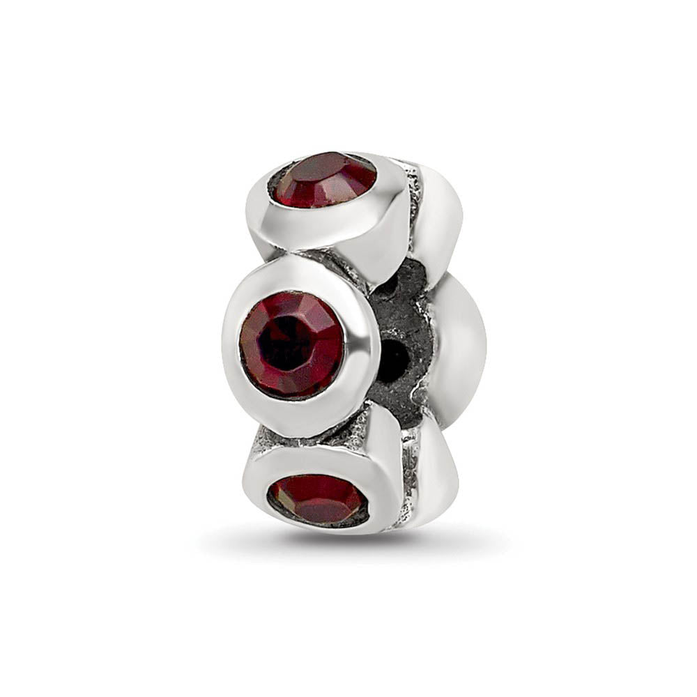 Sterling Silver January Crystal Birthstone, 6-Stone Bead Charm, Item B9448 by The Black Bow Jewelry Co.