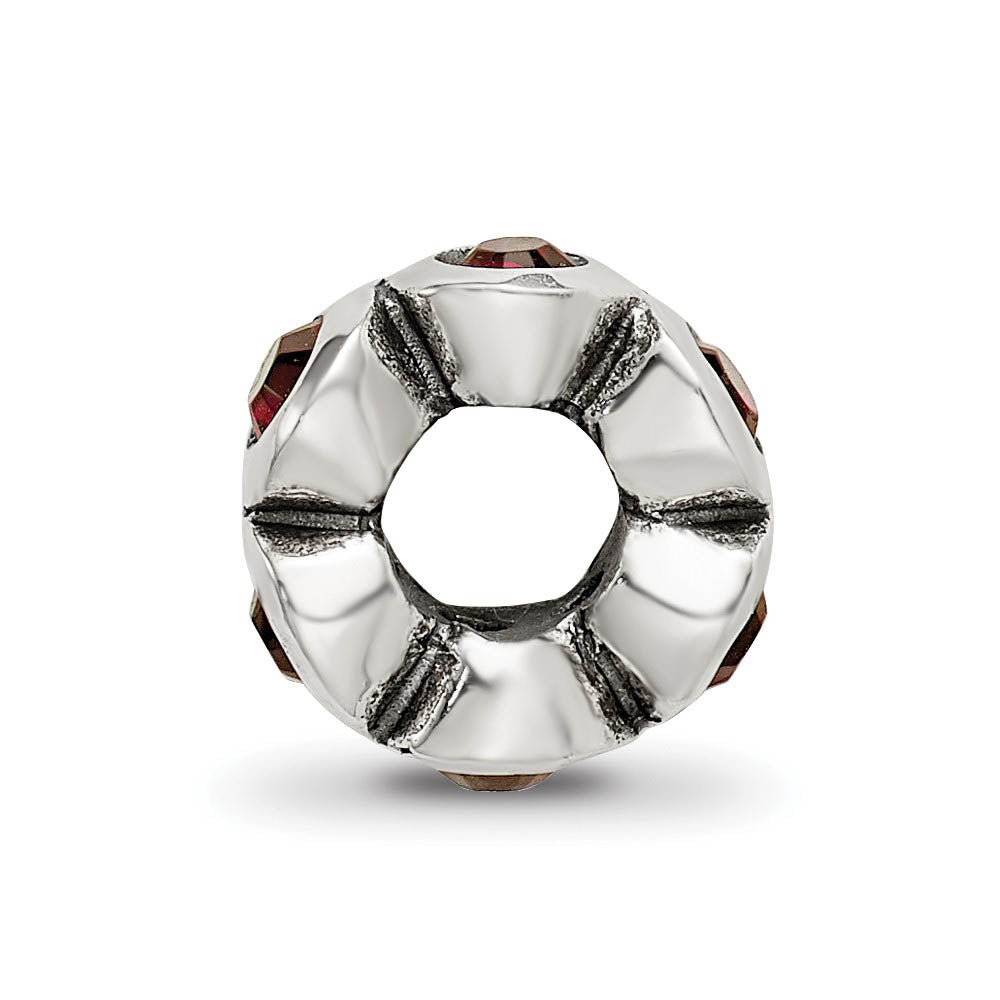 Alternate view of the Sterling Silver January Crystal Birthstone, 6-Stone Bead Charm by The Black Bow Jewelry Co.