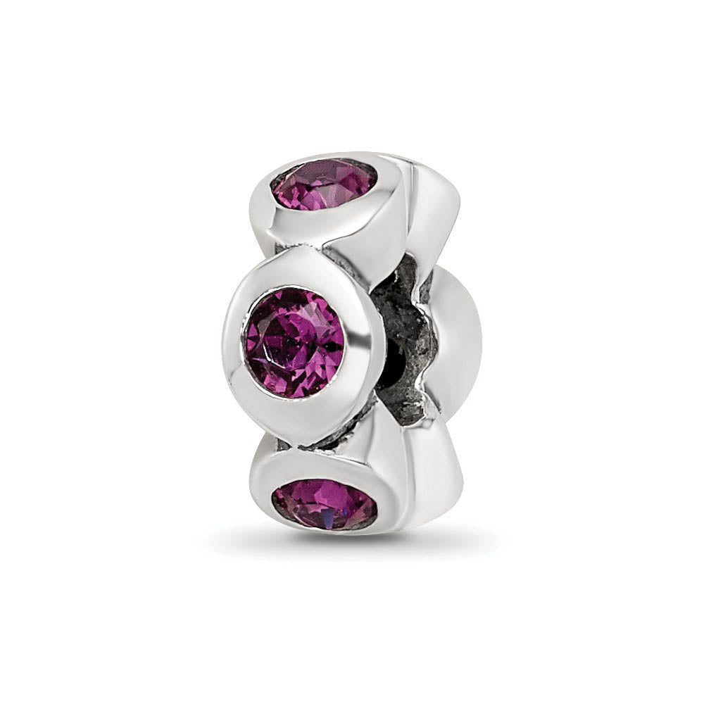 Sterling Silver February Crystal Birthstone, 6-Stone Bead Charm, Item B9449 by The Black Bow Jewelry Co.