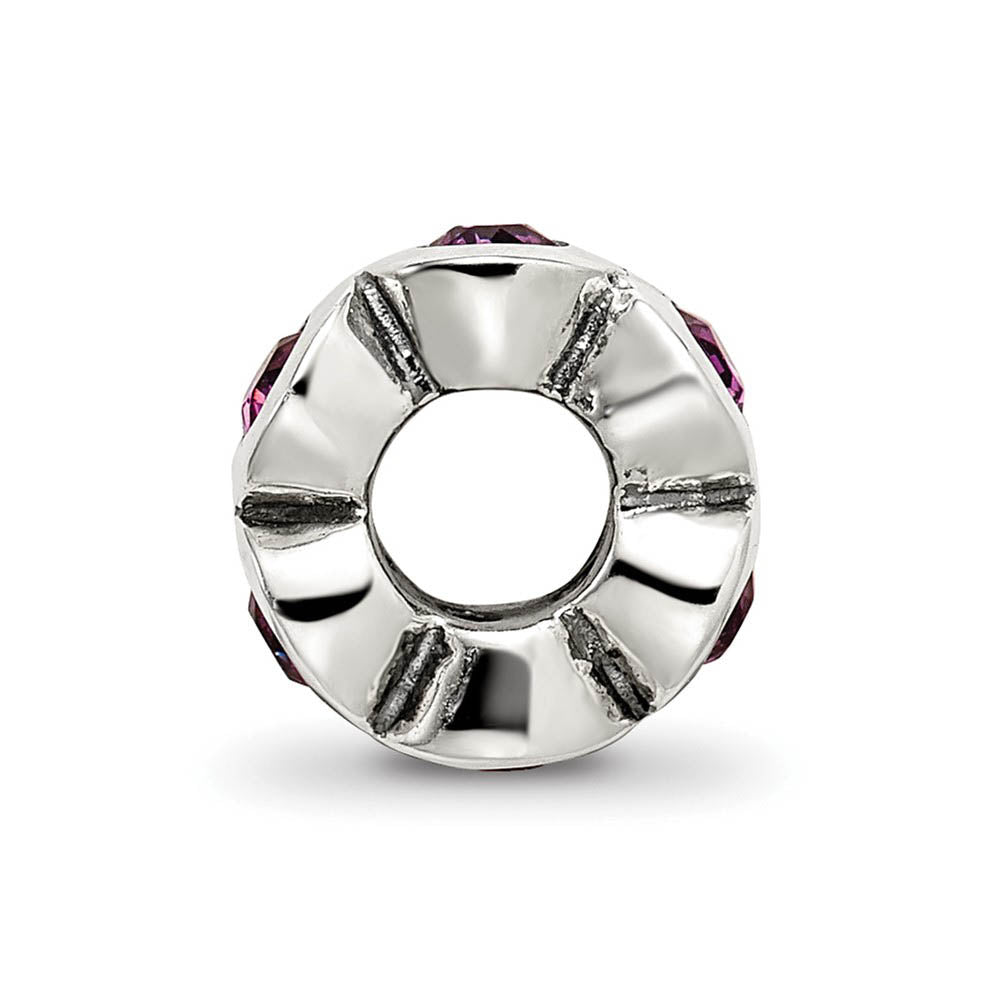 Alternate view of the Sterling Silver February Crystal Birthstone, 6-Stone Bead Charm by The Black Bow Jewelry Co.