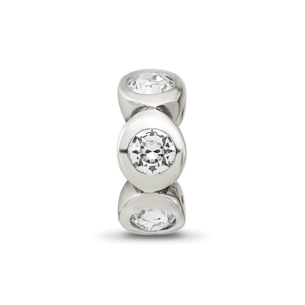 Alternate view of the Sterling Silver April Crystal Birthstone, 6-Stone Bead Charm by The Black Bow Jewelry Co.