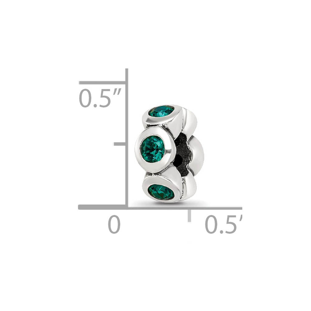 Alternate view of the Sterling Silver May Crystal Birthstone, 6-Stone Bead Charm by The Black Bow Jewelry Co.