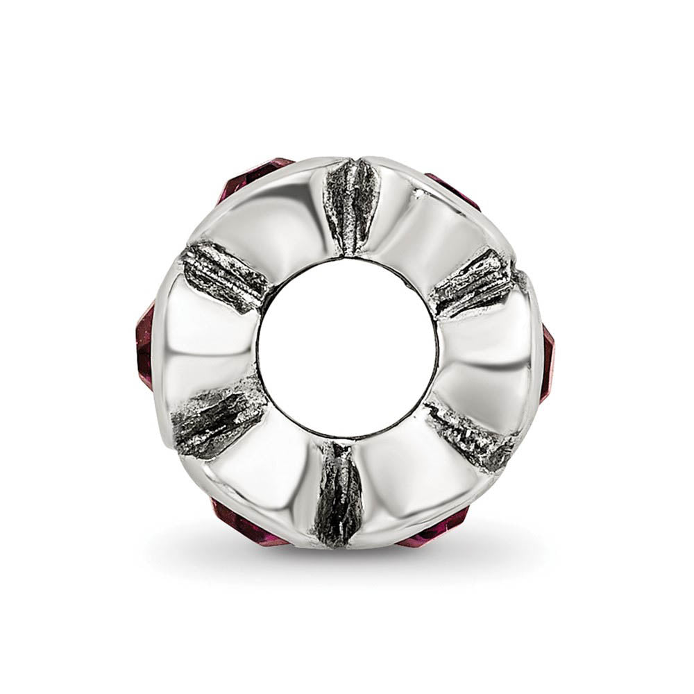 Alternate view of the Sterling Silver June Crystal Birthstone, 6-Stone Bead Charm by The Black Bow Jewelry Co.