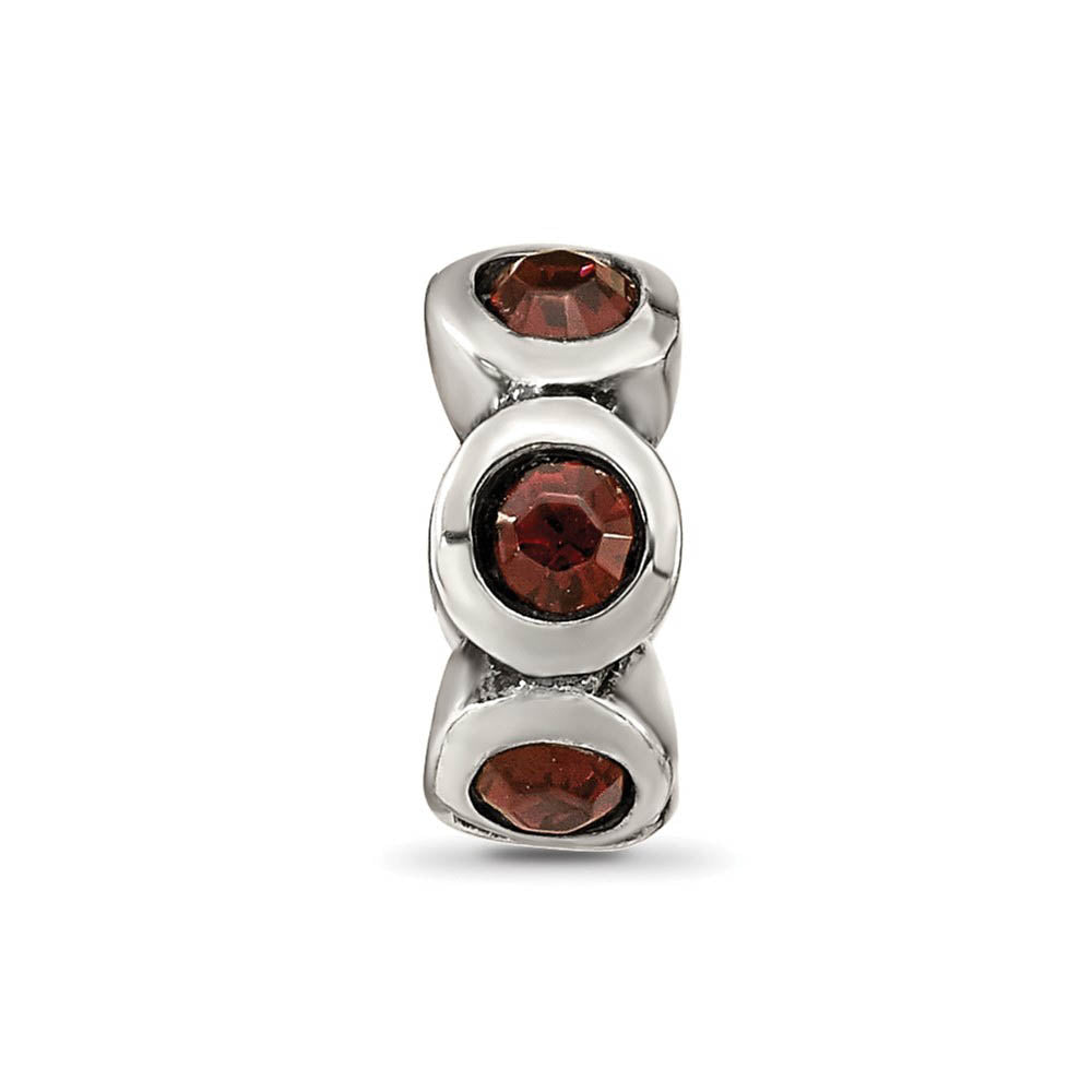 Alternate view of the Sterling Silver June Crystal Birthstone, 6-Stone Bead Charm by The Black Bow Jewelry Co.