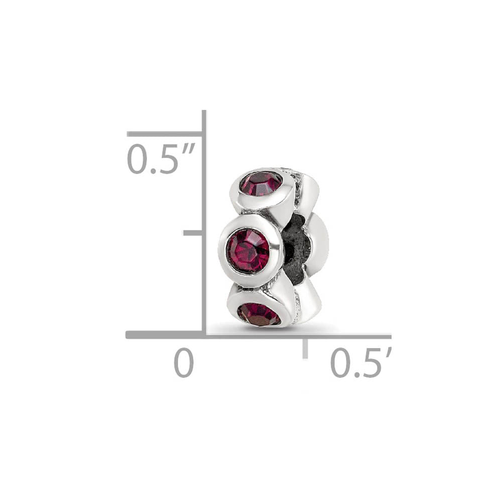 Alternate view of the Sterling Silver June Crystal Birthstone, 6-Stone Bead Charm by The Black Bow Jewelry Co.