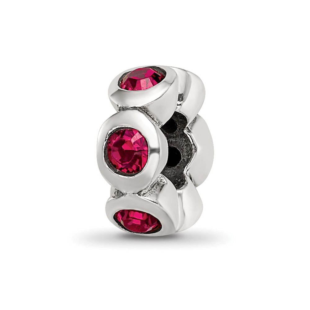 Sterling Silver July Crystal Birthstone, 6-Stone Bead Charm, Item B9454 by The Black Bow Jewelry Co.