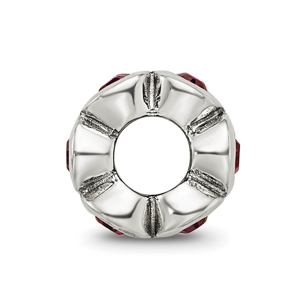 Alternate view of the Sterling Silver July Crystal Birthstone, 6-Stone Bead Charm by The Black Bow Jewelry Co.