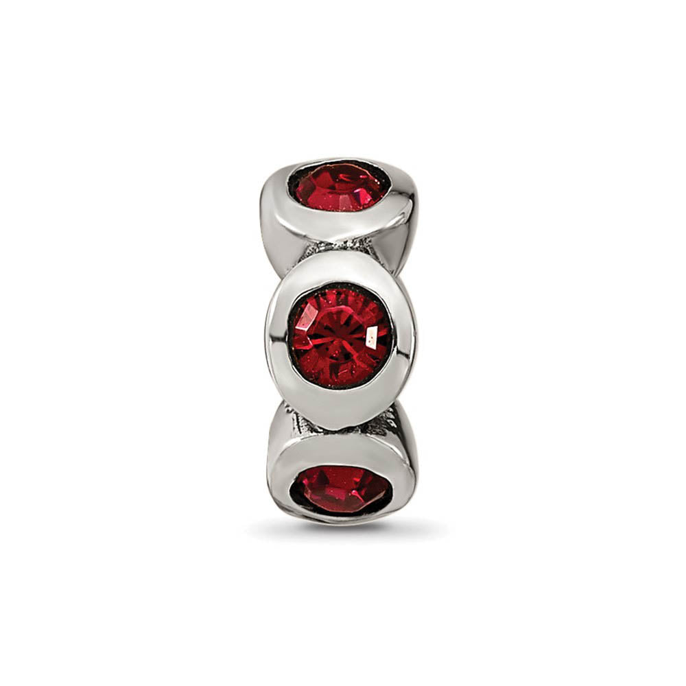 Alternate view of the Sterling Silver July Crystal Birthstone, 6-Stone Bead Charm by The Black Bow Jewelry Co.