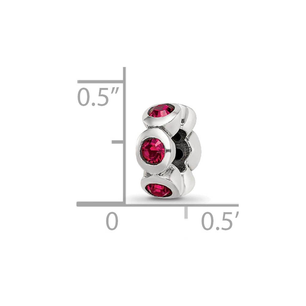 Alternate view of the Sterling Silver July Crystal Birthstone, 6-Stone Bead Charm by The Black Bow Jewelry Co.