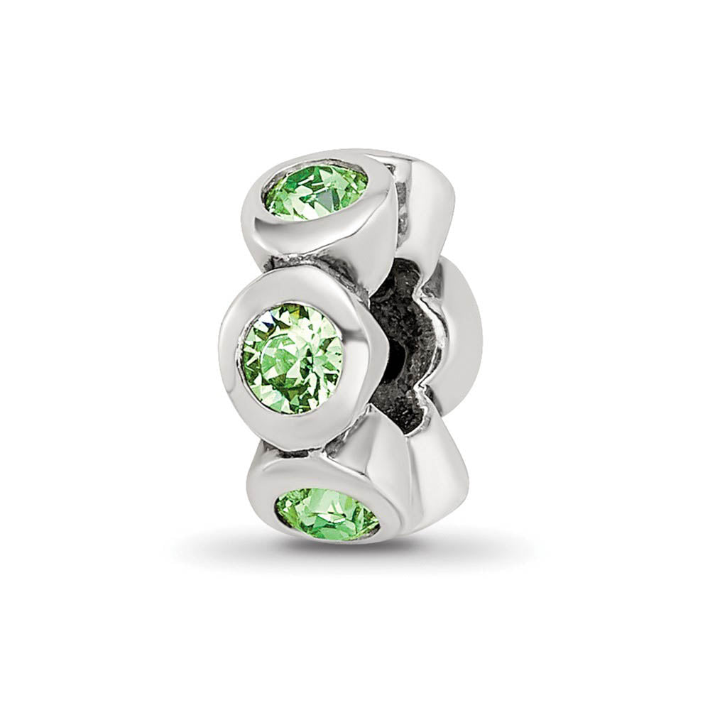 Sterling Silver August Crystal Birthstone, 6-Stone Bead Charm, Item B9455 by The Black Bow Jewelry Co.