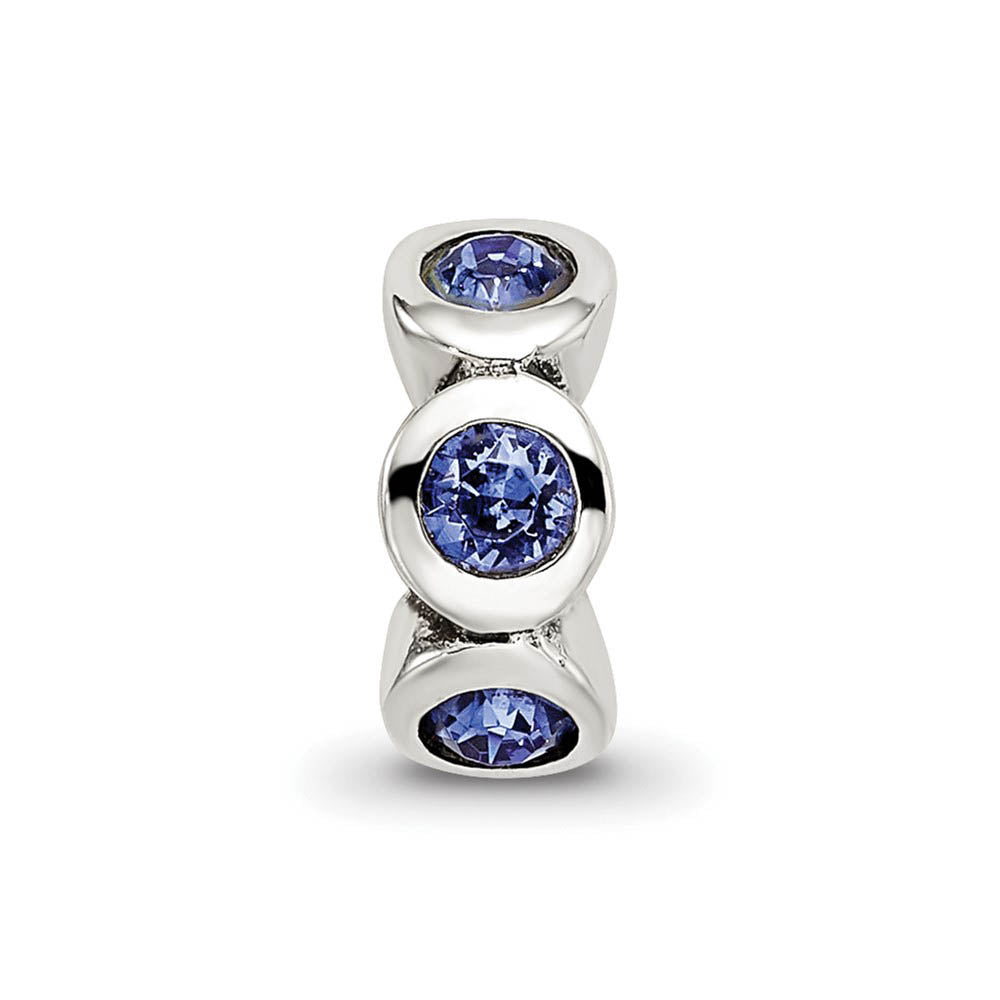 Alternate view of the Sterling Silver September Crystal Birthstone, 6-Stone Bead Charm by The Black Bow Jewelry Co.