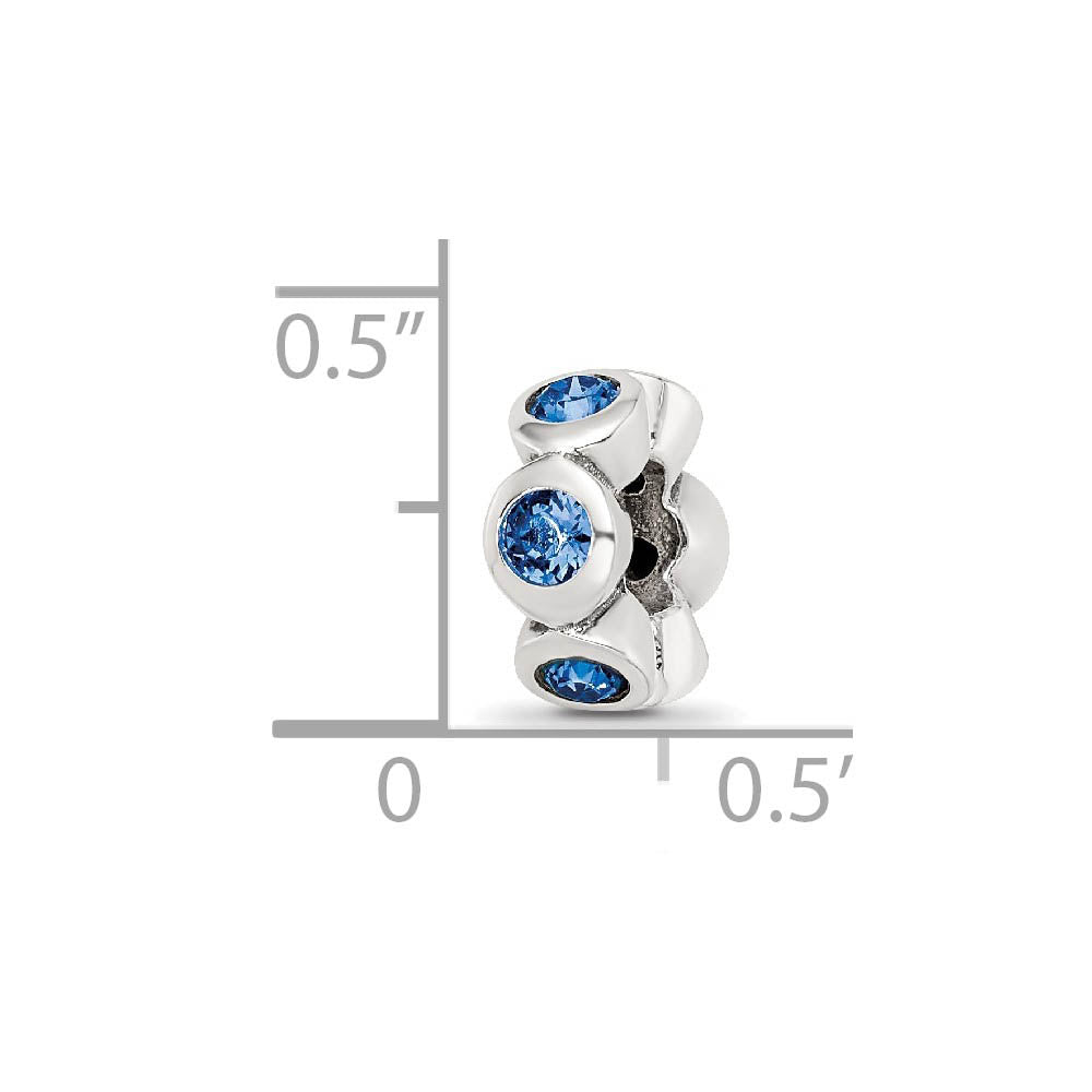 Alternate view of the Sterling Silver September Crystal Birthstone, 6-Stone Bead Charm by The Black Bow Jewelry Co.