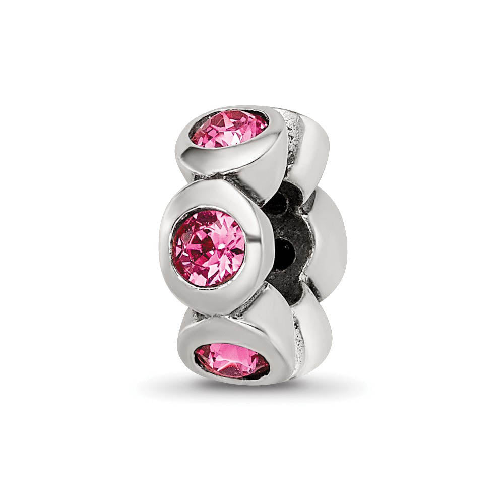 Sterling Silver October Crystal Birthstone, 6-Stone Bead Charm, Item B9457 by The Black Bow Jewelry Co.