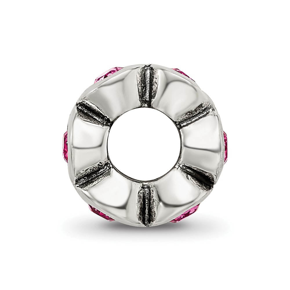 Alternate view of the Sterling Silver October Crystal Birthstone, 6-Stone Bead Charm by The Black Bow Jewelry Co.