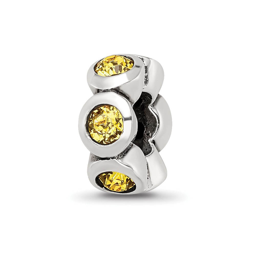 Sterling Silver November Crystal Birthstone, 6-Stone Bead Charm, Item B9458 by The Black Bow Jewelry Co.