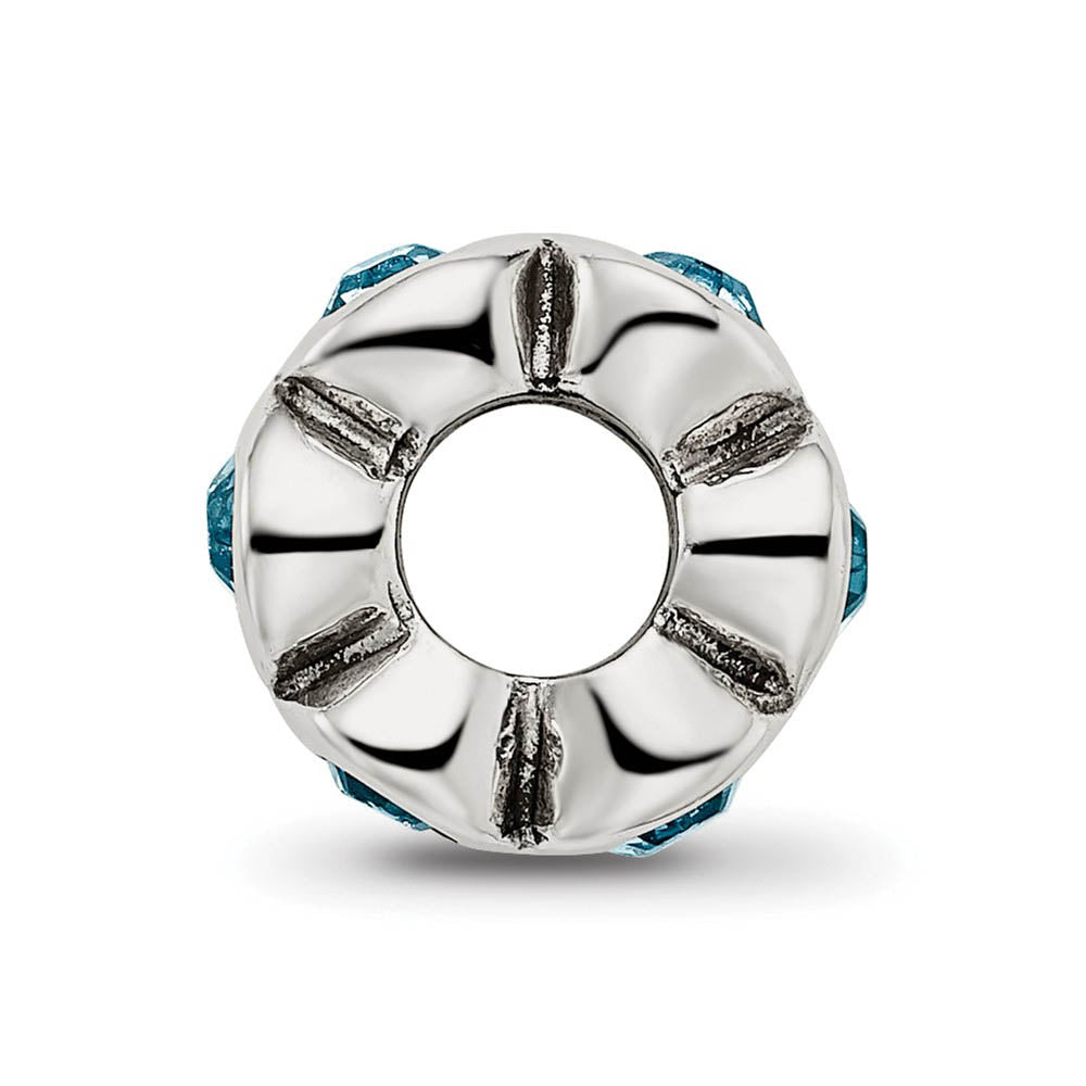 Alternate view of the Sterling Silver December Crystal Birthstone, 6-Stone Bead Charm by The Black Bow Jewelry Co.