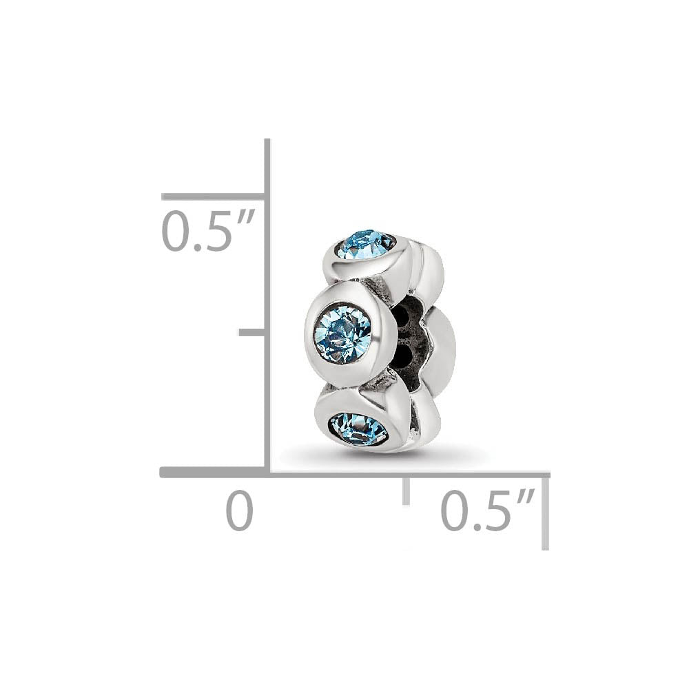 Alternate view of the Sterling Silver December Crystal Birthstone, 6-Stone Bead Charm by The Black Bow Jewelry Co.