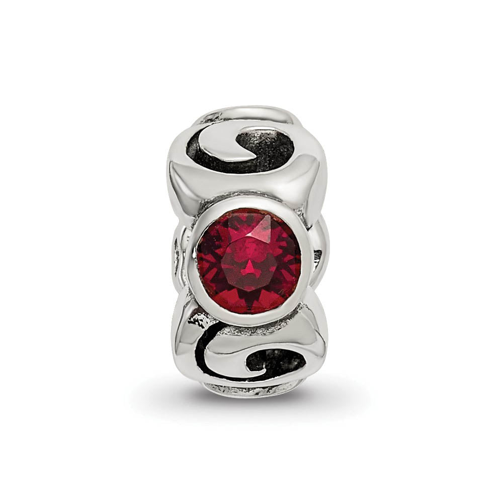 Alternate view of the Sterling Silver January Crystal Birthstone, 3-Stone Bead Charm by The Black Bow Jewelry Co.