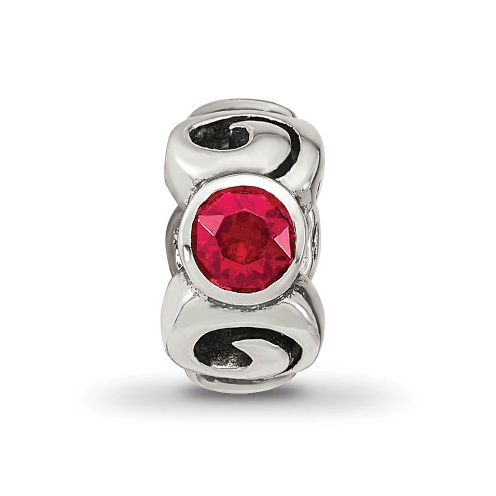 Alternate view of the Sterling Silver January Crystal Birthstone, 3-Stone Bead Charm by The Black Bow Jewelry Co.