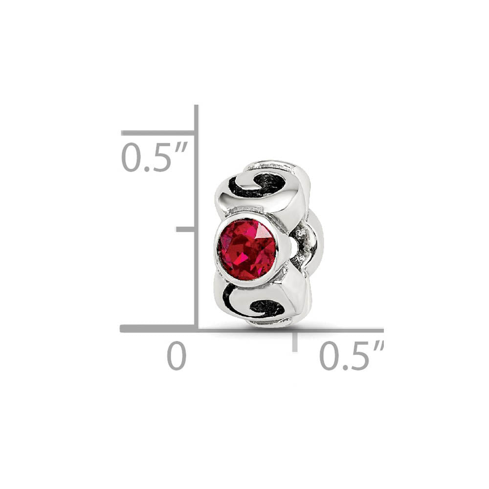 Alternate view of the Sterling Silver January Crystal Birthstone, 3-Stone Bead Charm by The Black Bow Jewelry Co.