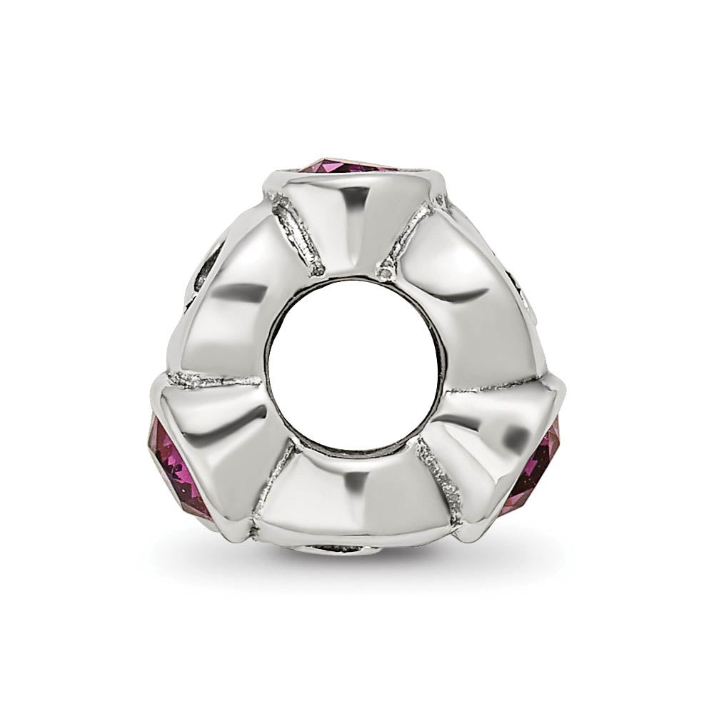 Alternate view of the Sterling Silver February Crystal Birthstone, 3-Stone Bead Charm by The Black Bow Jewelry Co.