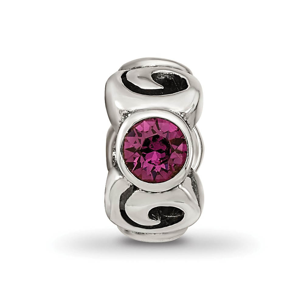 Alternate view of the Sterling Silver February Crystal Birthstone, 3-Stone Bead Charm by The Black Bow Jewelry Co.