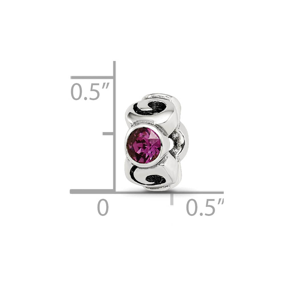 Alternate view of the Sterling Silver February Crystal Birthstone, 3-Stone Bead Charm by The Black Bow Jewelry Co.