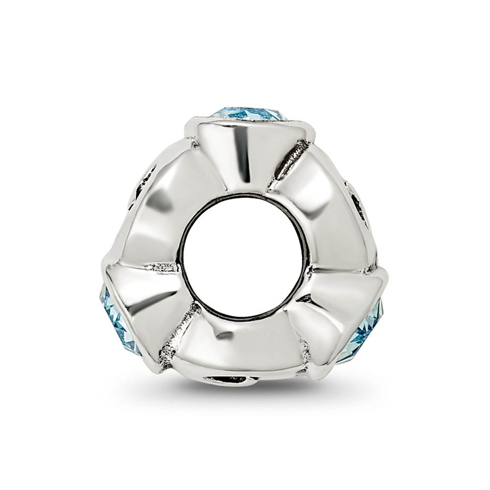 Alternate view of the Sterling Silver March Crystal Birthstone, 3-Stone Bead Charm by The Black Bow Jewelry Co.