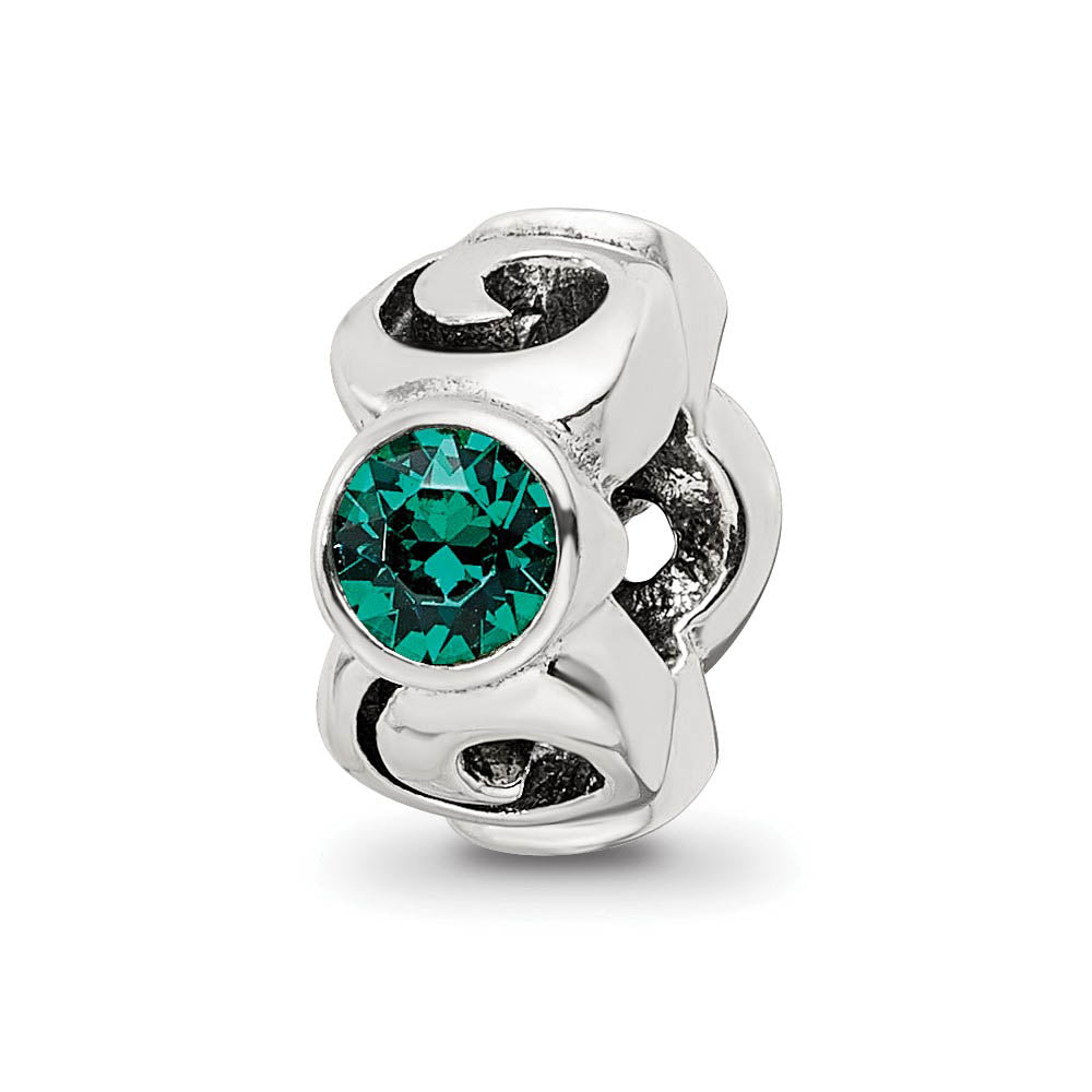 Sterling Silver May Crystal Birthstone, 3-Stone Bead Charm, Item B9464 by The Black Bow Jewelry Co.