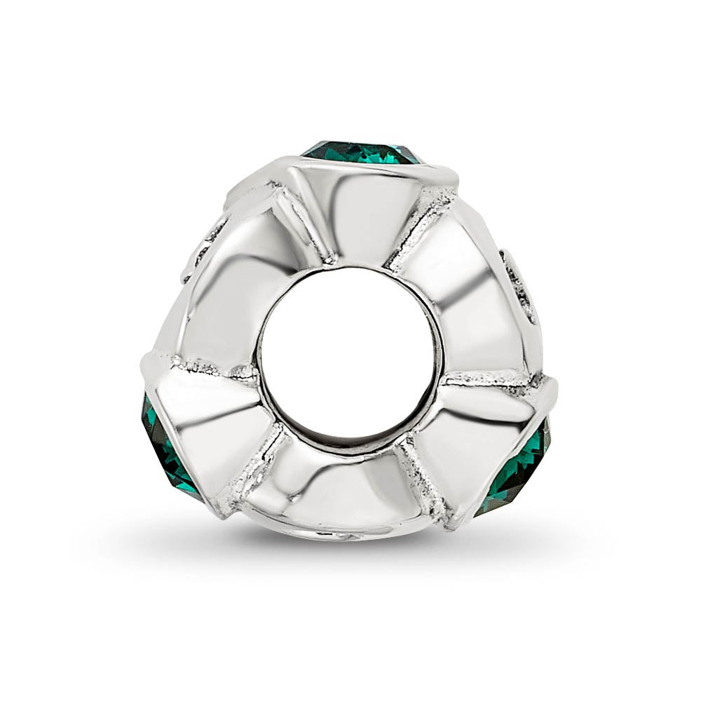 Alternate view of the Sterling Silver May Crystal Birthstone, 3-Stone Bead Charm by The Black Bow Jewelry Co.