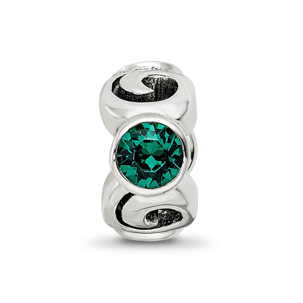 Alternate view of the Sterling Silver May Crystal Birthstone, 3-Stone Bead Charm by The Black Bow Jewelry Co.