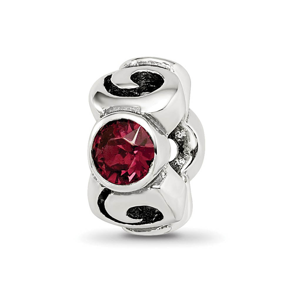 Sterling Silver June Crystal Birthstone, 3-Stone Bead Charm, Item B9465 by The Black Bow Jewelry Co.