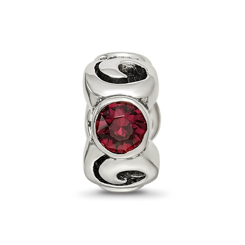 Alternate view of the Sterling Silver June Crystal Birthstone, 3-Stone Bead Charm by The Black Bow Jewelry Co.