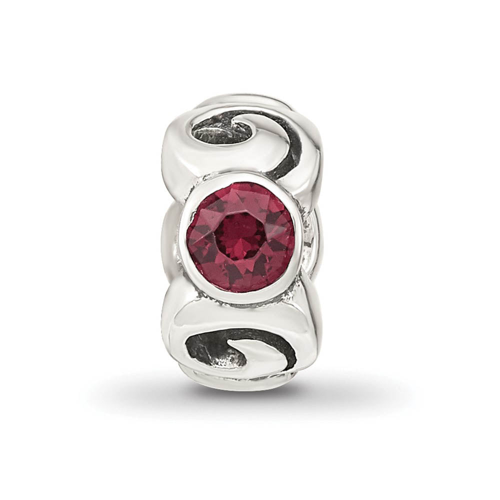 Alternate view of the Sterling Silver June Crystal Birthstone, 3-Stone Bead Charm by The Black Bow Jewelry Co.