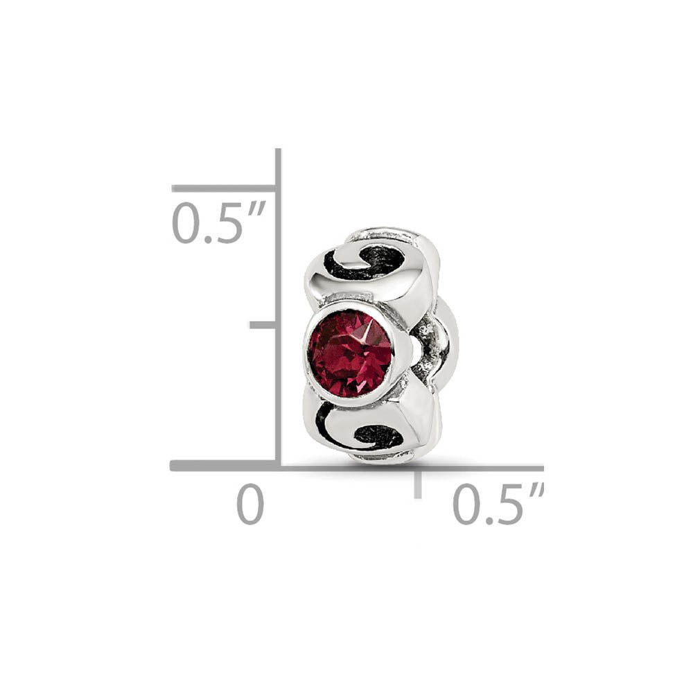 Alternate view of the Sterling Silver June Crystal Birthstone, 3-Stone Bead Charm by The Black Bow Jewelry Co.