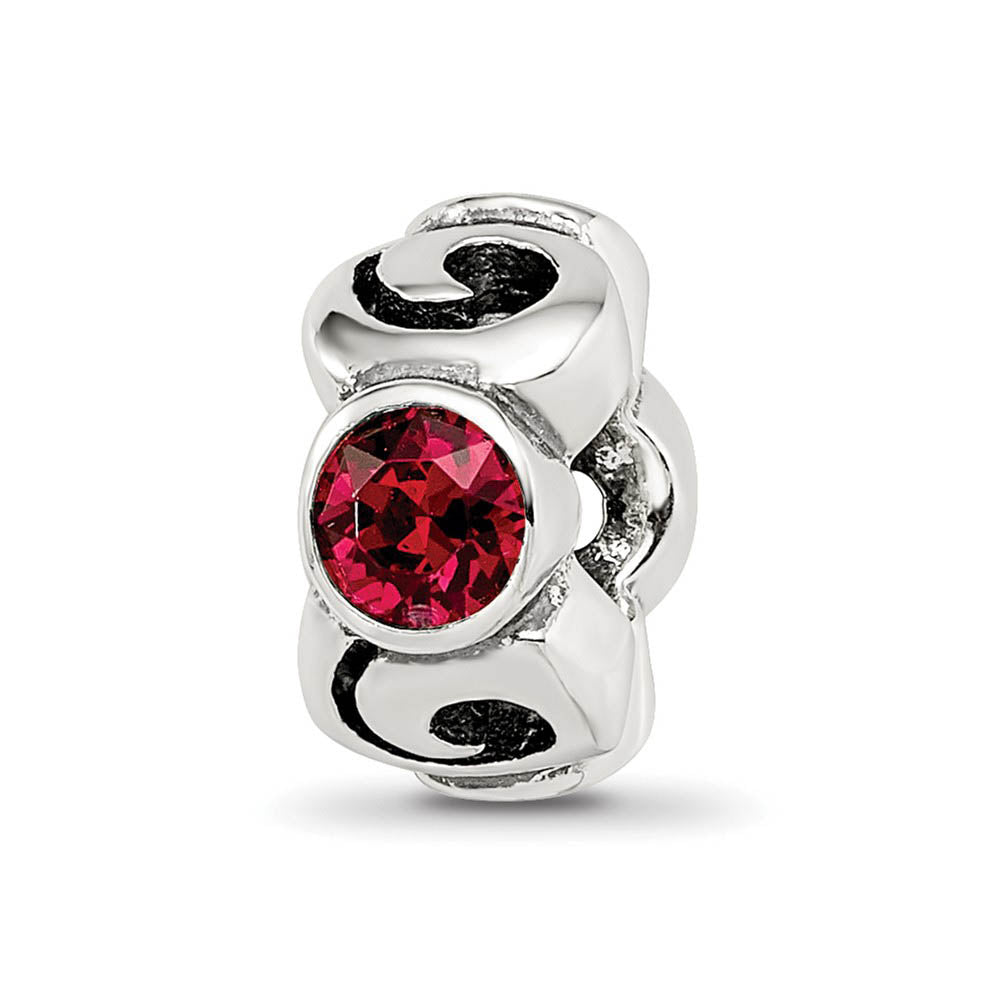 Sterling Silver July Crystal Birthstone, 3-Stone Bead Charm, Item B9466 by The Black Bow Jewelry Co.
