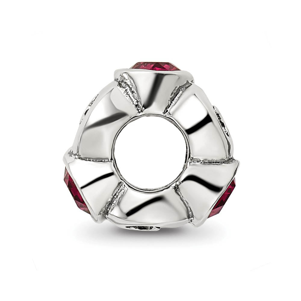 Alternate view of the Sterling Silver July Crystal Birthstone, 3-Stone Bead Charm by The Black Bow Jewelry Co.