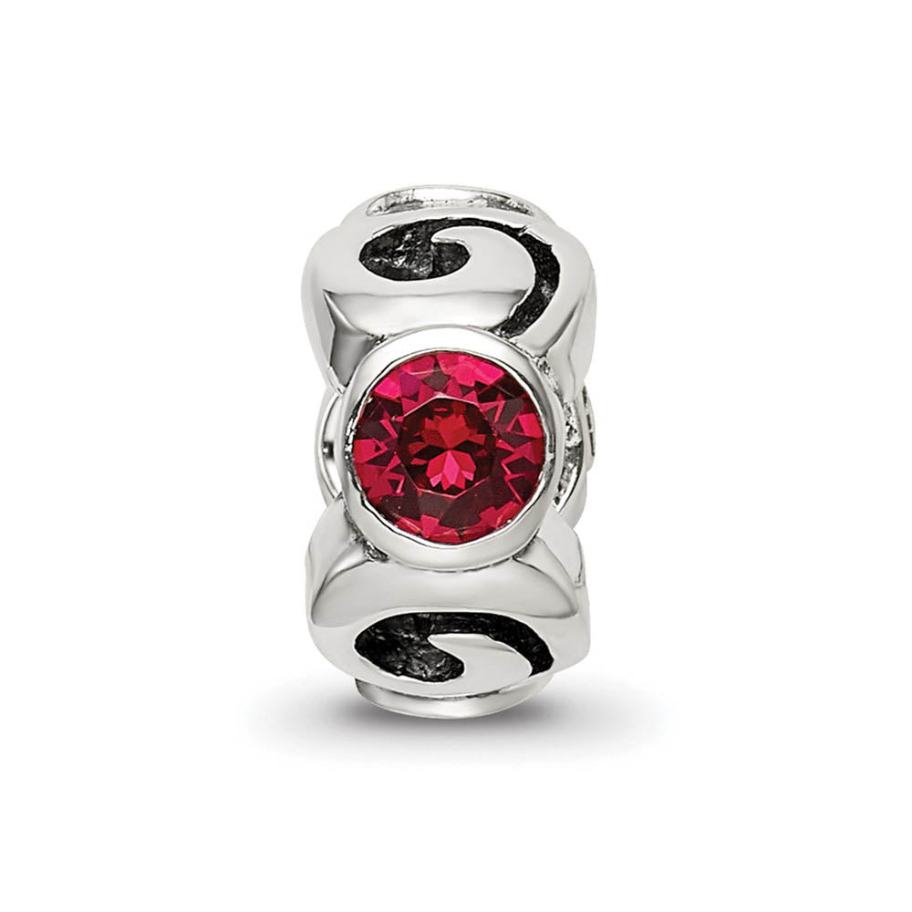 Alternate view of the Sterling Silver July Crystal Birthstone, 3-Stone Bead Charm by The Black Bow Jewelry Co.