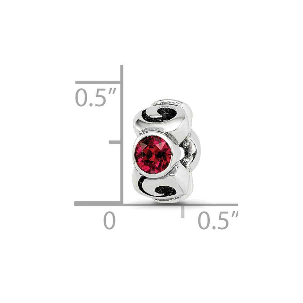 Alternate view of the Sterling Silver July Crystal Birthstone, 3-Stone Bead Charm by The Black Bow Jewelry Co.