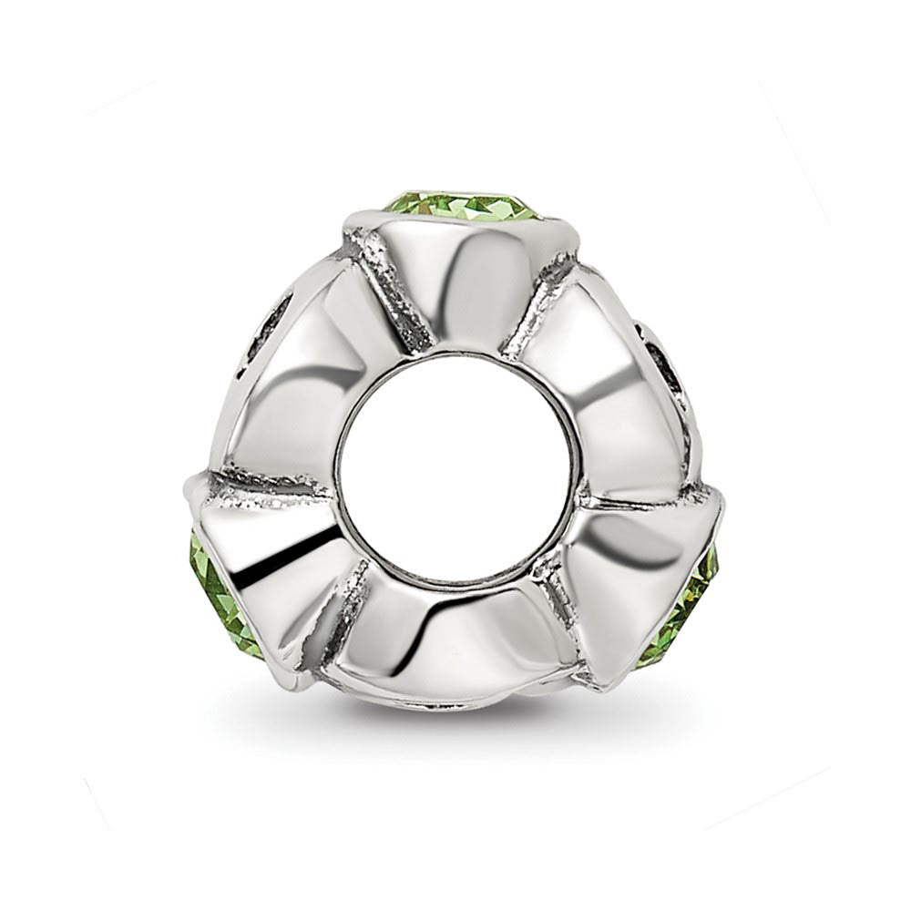 Alternate view of the Sterling Silver August Crystal Birthstone, 3-Stone Bead Charm by The Black Bow Jewelry Co.